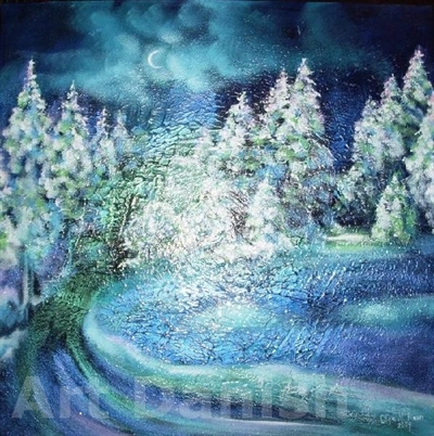 Winter landscape 50x50, akryl på lærred, 2009