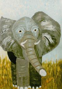 Elefant Malet af Kunstmaler Inge Marie Jensen. www. artdanish.dk