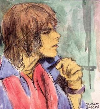 Santiago Londono: Michael_Shrieve drawing.. art-agent Artportalen.com ved I.M.Jensen.. artportalen.com, se-kunst.com, cityart.dk, 