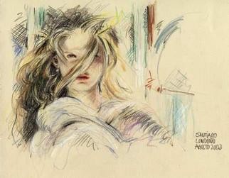 Santiago Londono: fee Drawing Pencil.. Art Danish art-agent Artportalen.com ved I.M.Jensen.. artportalen.com, se-kunst.com, cityart.dk,