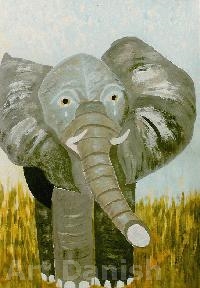 Elefant akvarel Malet af Kunstmaler Inge Marie Jensen