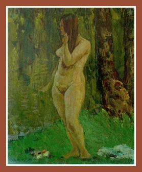 Girl near river (oil on canvas, 20"x17", 1981) Russian Art Exhibition in Art Danish 2005