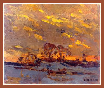 14031 Pink sundown (oil on cardboard, 16"x19", 1983)