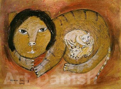 Mother and child painting by artist Klowor Waldiyono