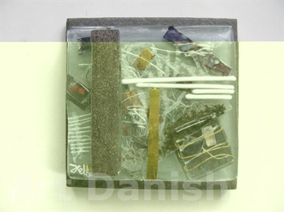Helle glaskunst kakkel med glas 15x15cm Til salg i Galleri Art Danish Danmark v. kunstner Inge Marie Jensen