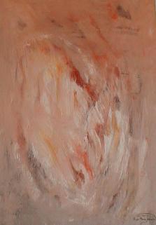 Legende ild i abstrakt form uden ramme i oliemaleri  malet af Kunstmaler Inge Marie Jensen
