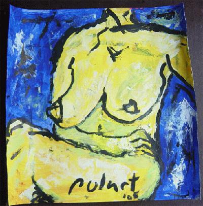 6305 Zitte POLART SCHILDERIJ 53 x 53 cm Acryl op papier  Drawings Artist Michel Polart selling by Gallery Art Danish Inge Marie Jensen Copenhagen Denmark