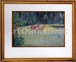 973 Harald Wiberg, Rådjur i skogslandskap, SEK 13.500,00