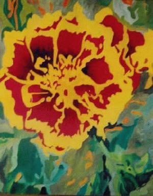 Tagetes Malet af Kunstmaler Inge Marie Jensen