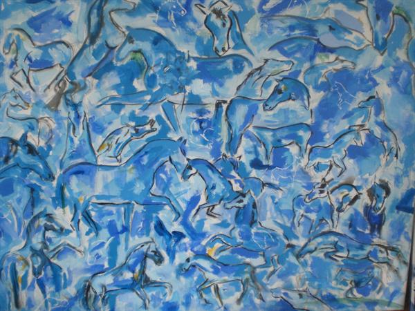 Blue Horse 60x80cm, acryl maleri af Christina alby