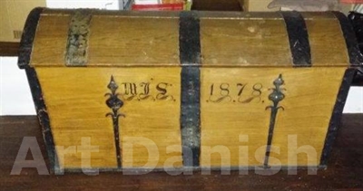 antik ege kiste 1878, flotte håndsmedet meder, 150 cm lang, 70 cm dyb, 75 cm hoj